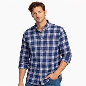 Vineyard Vines Slim Longshore Shirt 100% Cotton Blue & White Size XXL